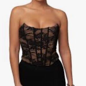 JLUXLABEL Rosemere Lace Corset Top - Black and White